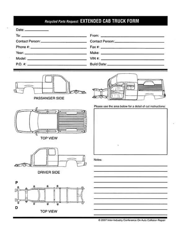 Extended Cab Truck Cut Sheet